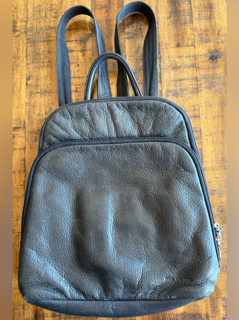 Jack Georges USA Pebbled Leather Backpack Black Made in USA